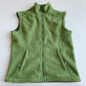 Marmot Fleece Vest Zip Up Polartec Green Outdoor Hiking Casual Size Small